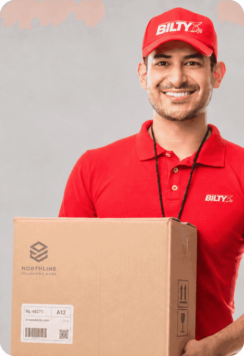 BILTY courier holding a package
